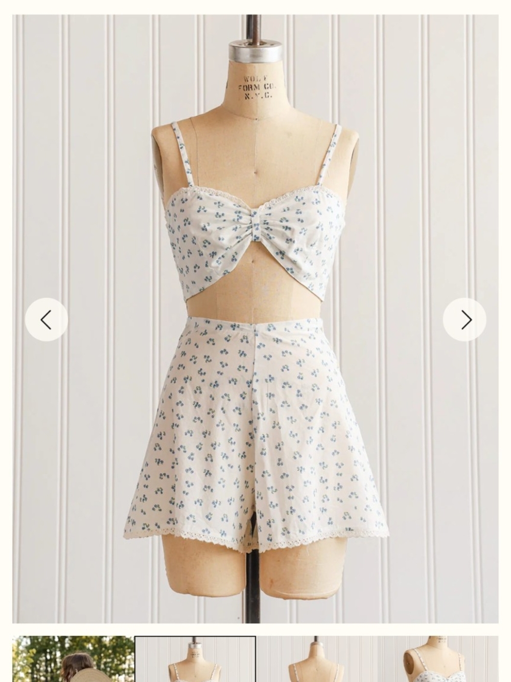 Atelette/Adored Vintage White Floral Two-Piece Crop Top & Shorts Tap Set